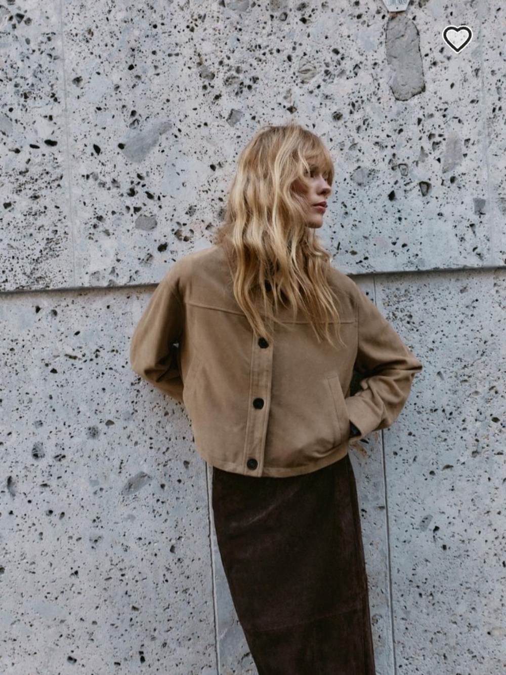 Zara Tan 100% Leather Cropped Button-Front Jacket